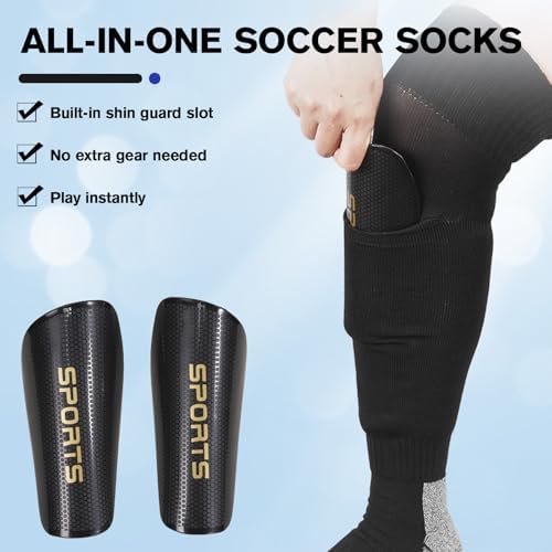 Youth Soccer Shin Guard Socks, Built-in Protective... - Image 3