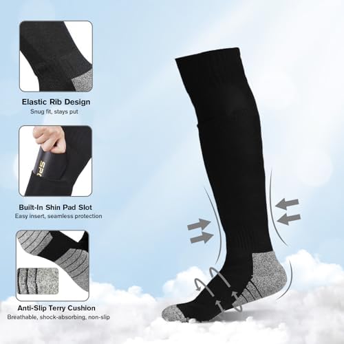 Youth Soccer Shin Guard Socks, Built-in Protective... - Image 4