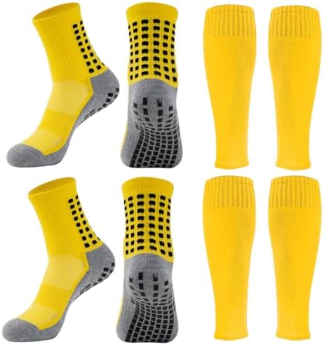 2 Set Anti-Slip Grip Soccer Socks with Shin Guard ... - Image 2