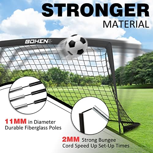 BOHEN 9x5 FT Kids Soccer Goals with Carry Bag, Por... - Image 3