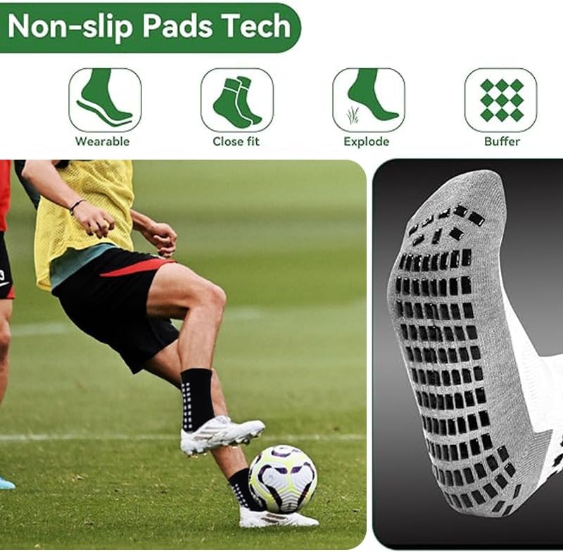 2 Set Anti-Slip Grip Soccer Socks with Shin Guard ... - Image 5