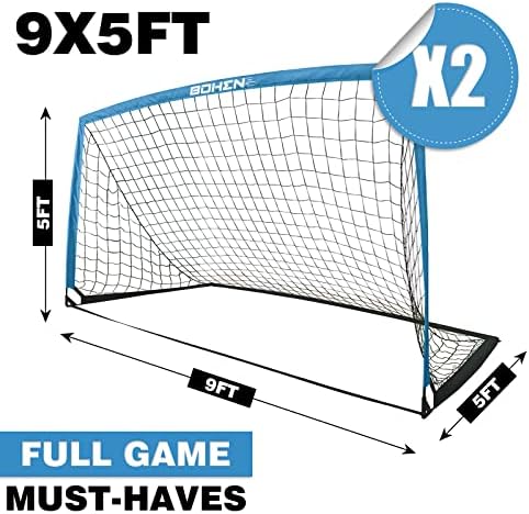 BOHEN 9x5 FT Kids Soccer Goals with Carry Bag, Por... - Image 3