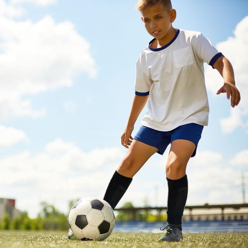 2 Set Kids Grip Soccer Socks with Shin Guard Sleev... - Image 4