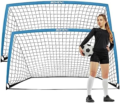 BOHEN 9x5 FT Kids Soccer Goals with Carry Bag, Por... - Image 2